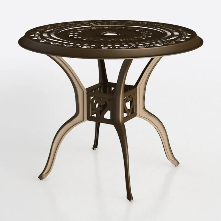 Vintage Metal Two Tone Round Outdoor Dining Table 3D Model