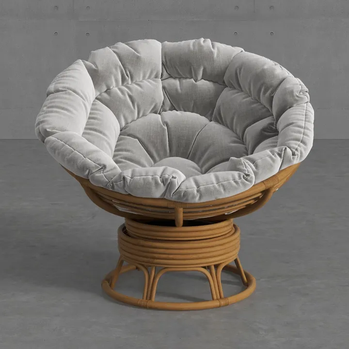 Bohemian Rattan Fabric Papasan Swivel Chair 3D Model