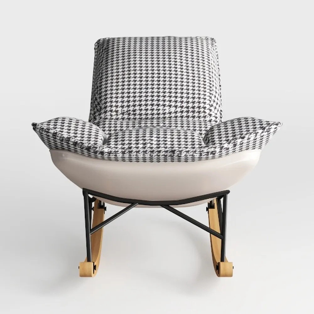 35.5 in. Wood Outdoor Rocking Chair Soft Houndstoo