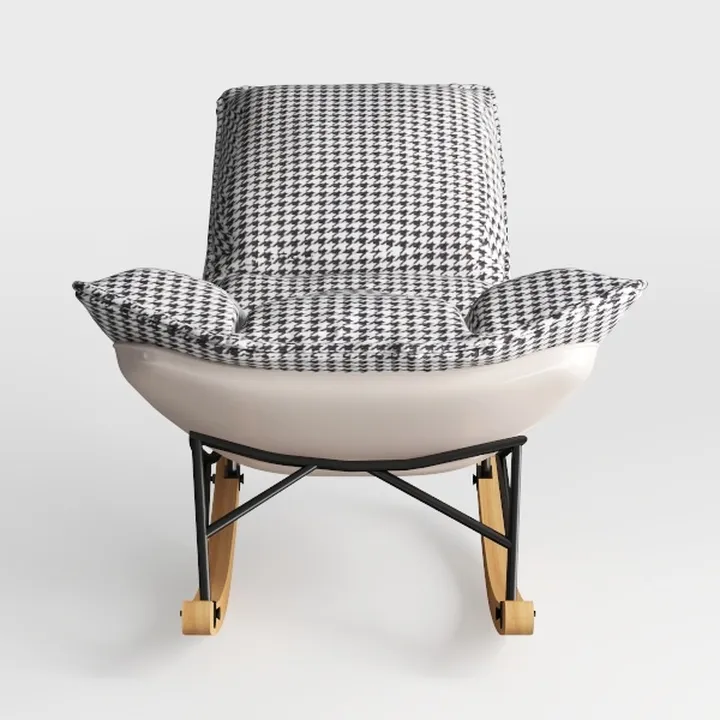 35.5 in. Wood Outdoor Rocking Chair Soft Houndstoo