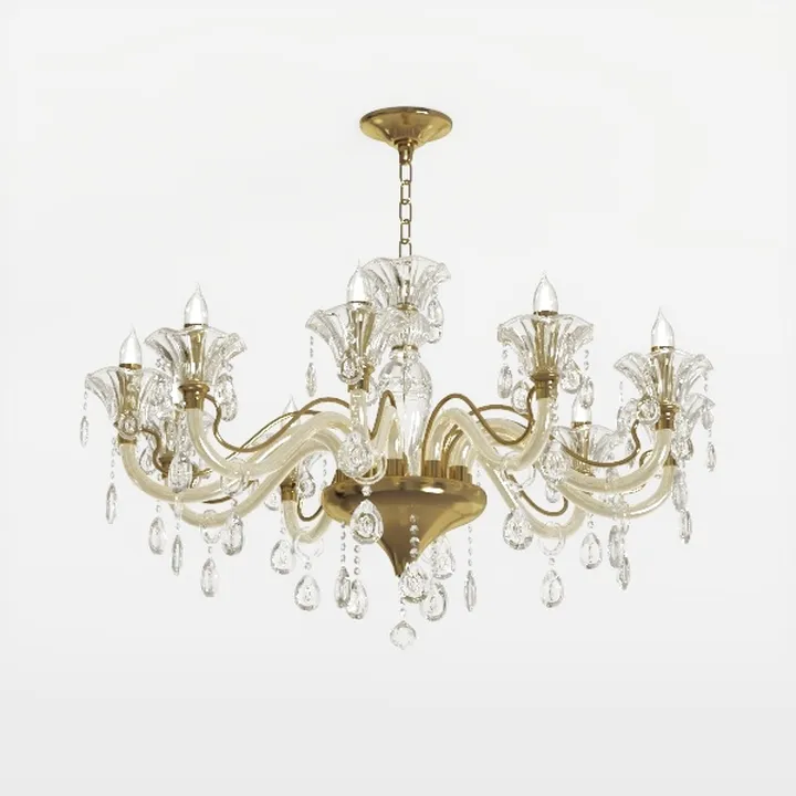 Brass Crystal Glass Classic Chandelier 3D Model