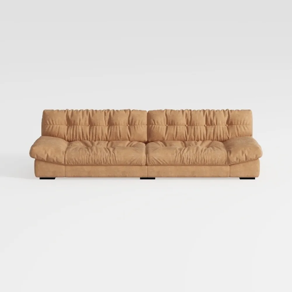 Faux Leather Sofa, Mid-Century Modern Comfortable