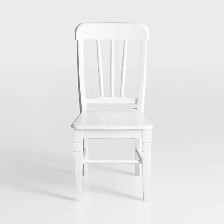 Minimalist White Solid Wood Dining Chair 3D Model