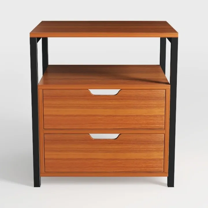 Side Table Mid-Century Style Walnut Colour White