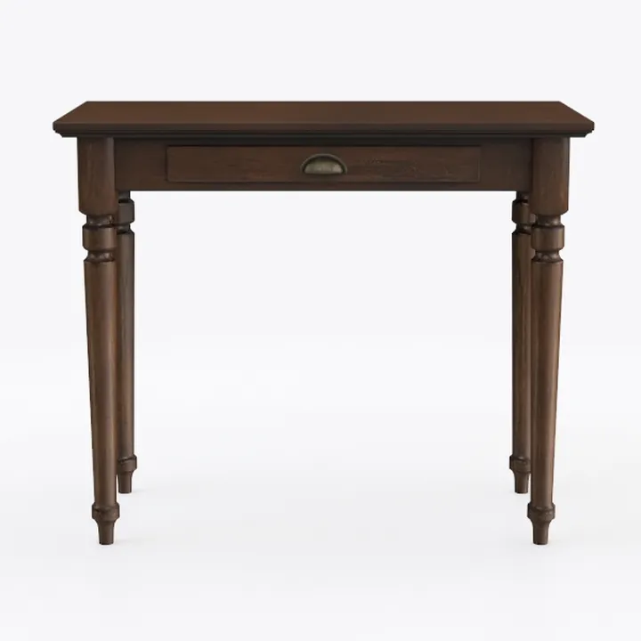 Vintage Solid Walnut Wood Console Table with Drawer 3D Model