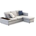 Minimalist Fabric L Shaped Sectional Sofa with Side Tray 3D Model Right 45 Degree View