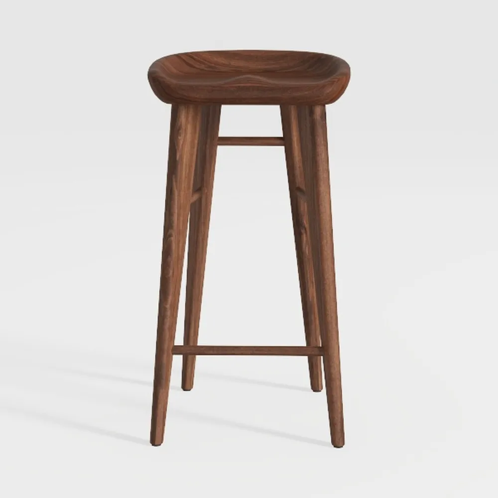 Inspire Q 29.9" Panel Back & Swivel Wood Bar Stool