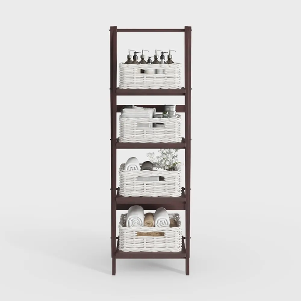 4 Tier Tall Wooden Bookshelf with Storage - Small