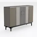 Sideboard - Buffet Cabinet with Storage, Rattan Right 45 Degree View