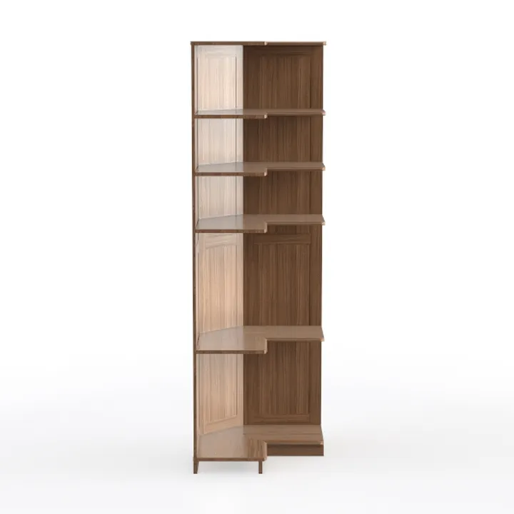 OKD 68" Tall Corner Cabinet, Mid-Century Storage