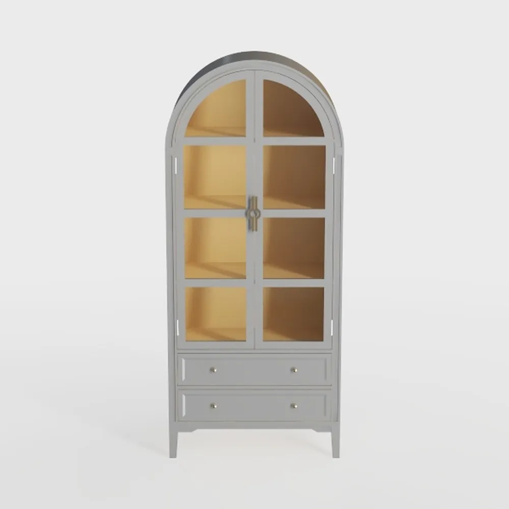 71" Tall Arched Kitchen Pantry Cabinet, Modern