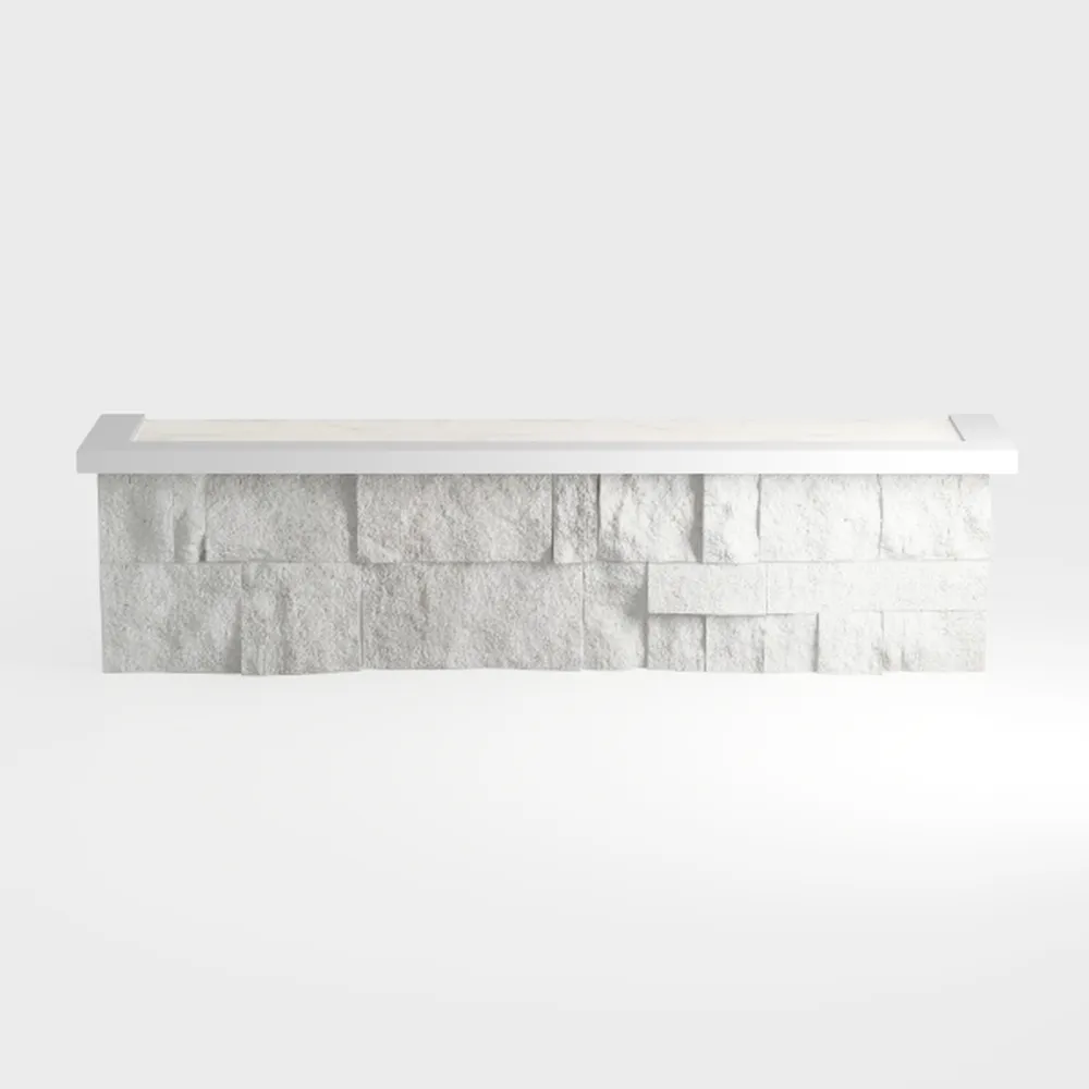 Elegante scrivania moderna da 1,4 m con luci a LED, elegante bancone per front office bianco e nero, per supermercati, negozi di abbigliamento e stazioni receptionist, design contemporaneo