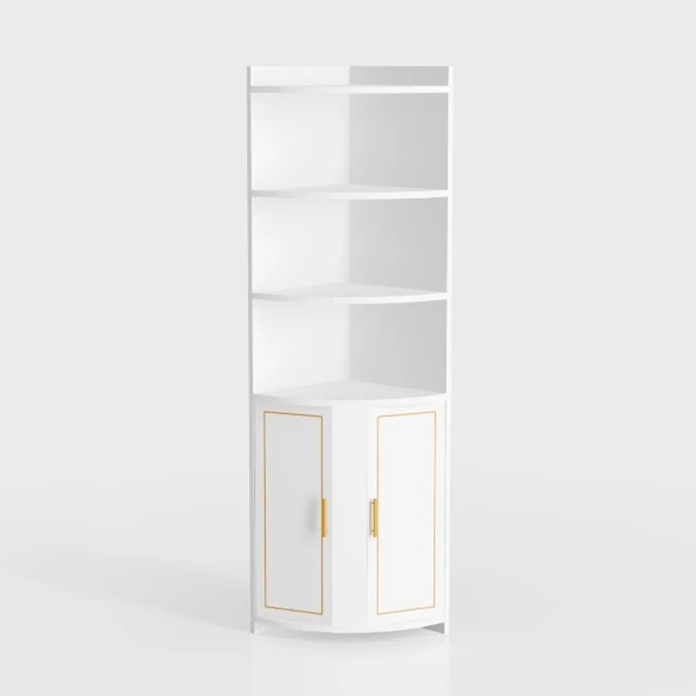 CHUWELL White Corner Cabinet, 67&#39;&#39; Tall Corner