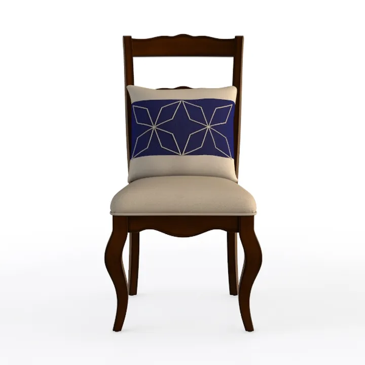 Classic Solid Wood Fabric Upholstered Dining Chair 3D Model