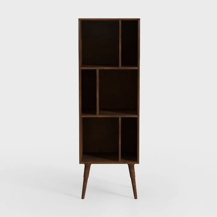 5 Cube Small Bookshelf,3 Tier Mid-Century Modern