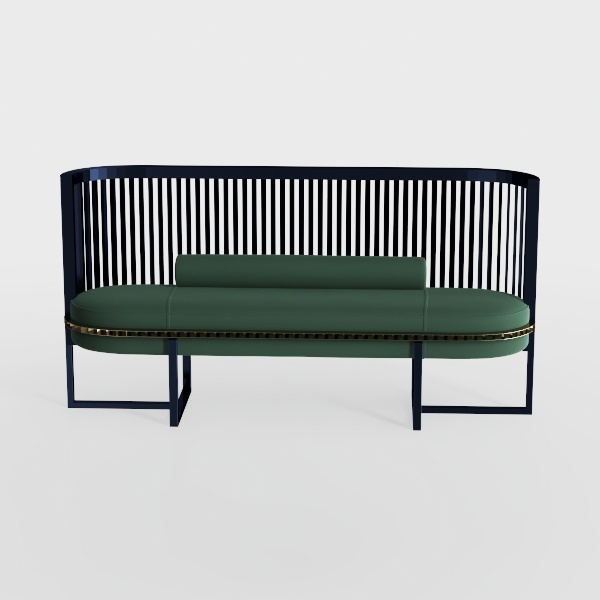 LOUNGITUDE - Charlotte - Pouf in tessuto riccioli verde