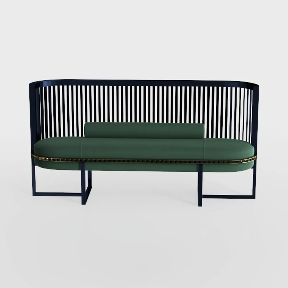 LOUNGITUDE - Charlotte - Pouf in tessuto riccioli verde