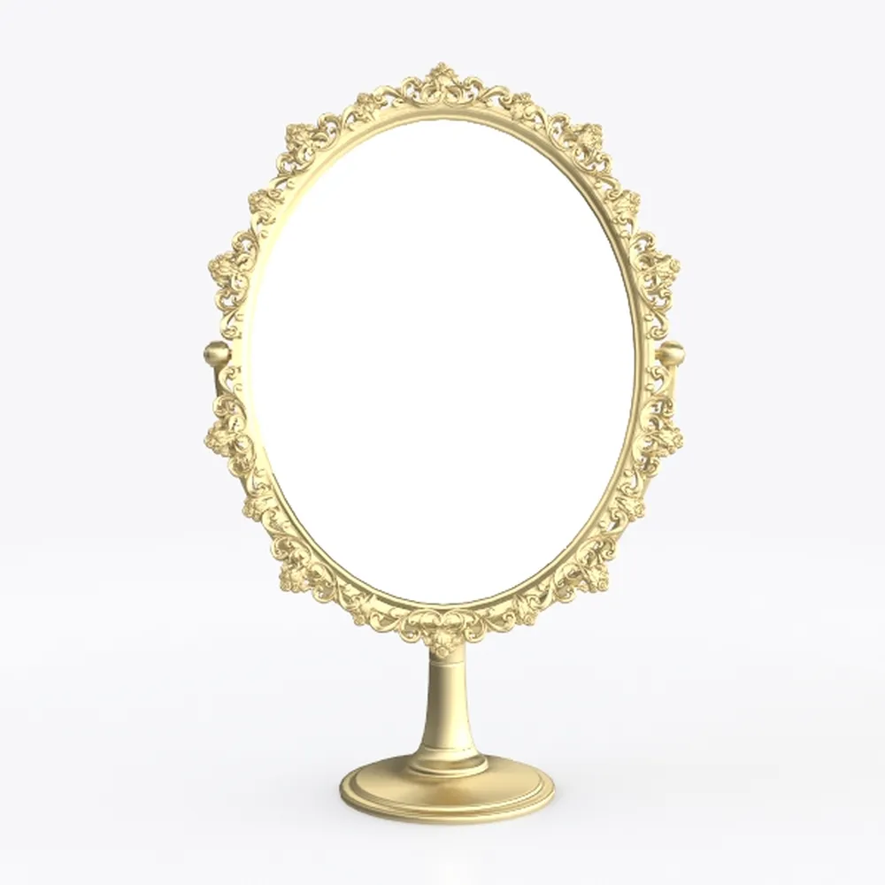 Rotation Makeup Mirror Vanity Vintage Rotating Oval with Frame Golden Abs European Desktop Makeup Mirror Double Side Mirror
