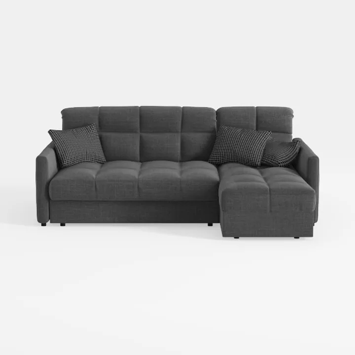 Minimalist Dark Gray Fabric L Shaped Sectional Sofa 3D Model