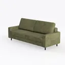 Minimalist Olive Green Fabric Sofa 3 Seater 3D Model Left 45 Degree View
