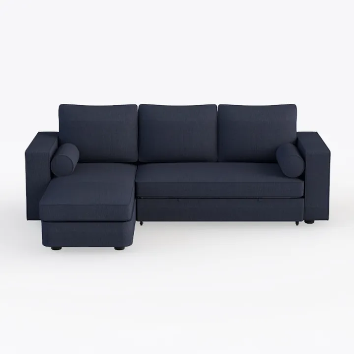 96" Black Upholstered Sofa with Left Side Coffee
