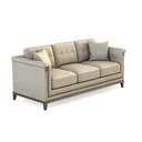 Modern Linen Fabric Tufted Three Seater Sofa With Nailhead Trim 3D Model Right 45 Degree View