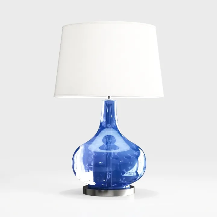 28” Tall Table Lamps Set of 2, Ceramic Navy Blue