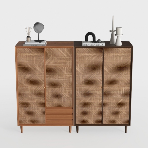 Contemporary Tropical-rattan cabinet