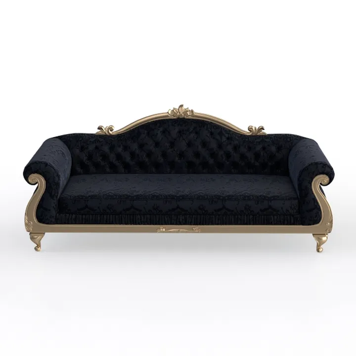 Velvet Sofa 84.65 inch for Living Room Black Color