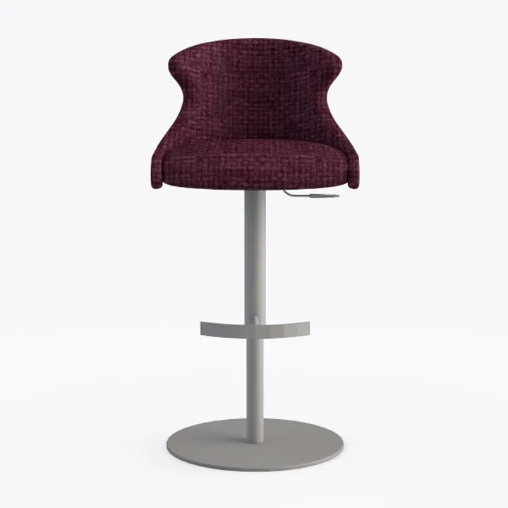 Adjustable Height Black Fabric Cushioned Bar Stool