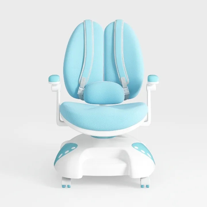 Pastel Blue Fabric Ergonomic Kids Office Chair 3D Model
