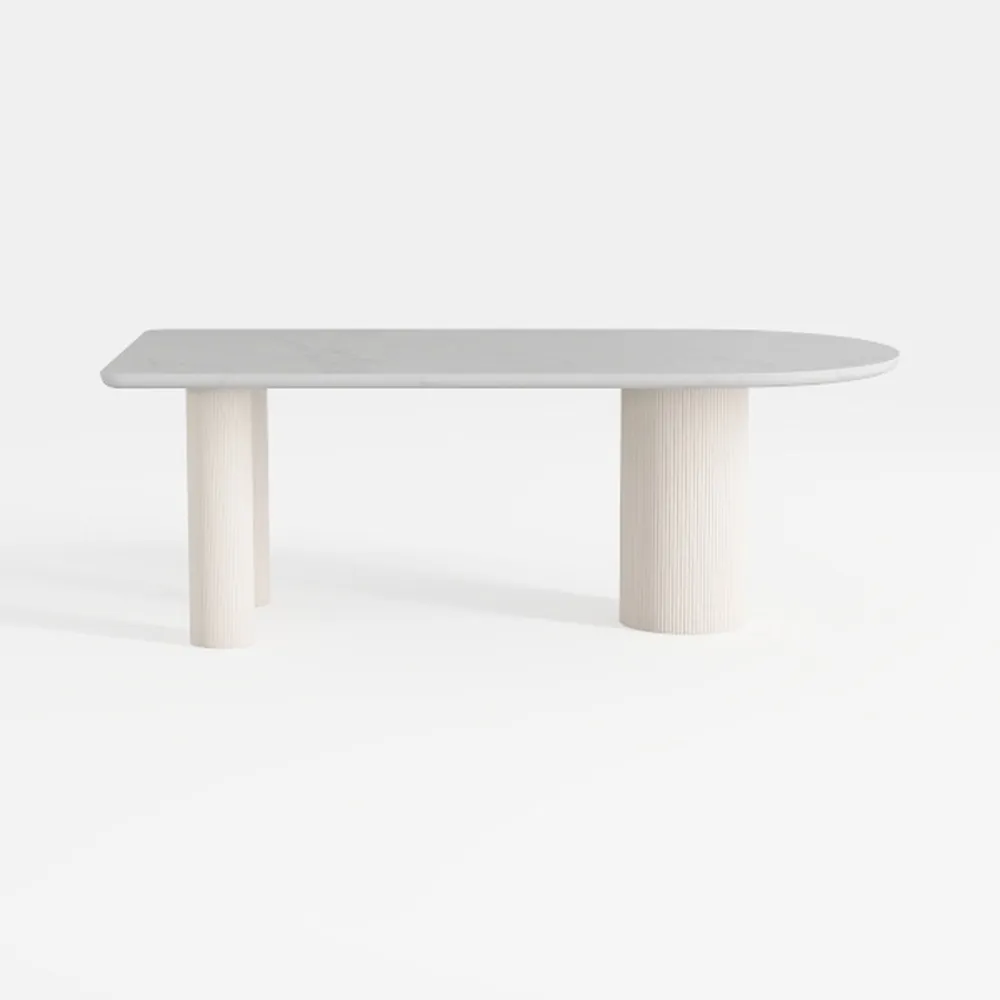 Caspian 25.8 in. in White Oval Wood Concrete Coffe