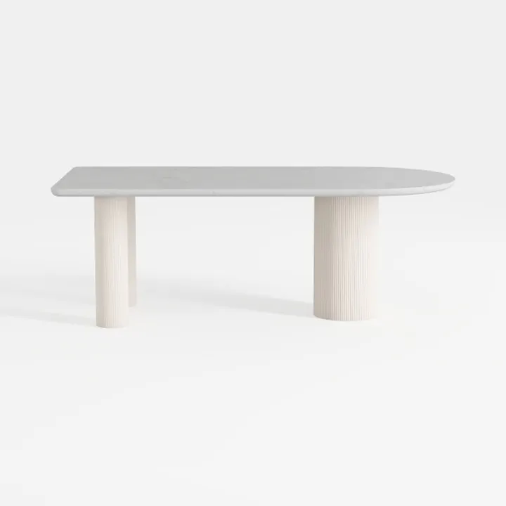 Caspian 25.8 in. in White Oval Wood Concrete Coffe