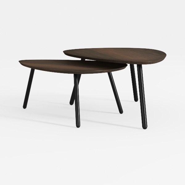 Nesting Coffee Table Set of 2 Triangular End Side 