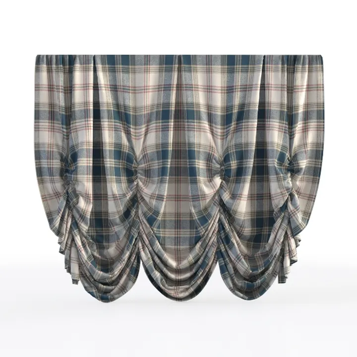 Plaid Fabric Vintage Swag Curtain 3D Model