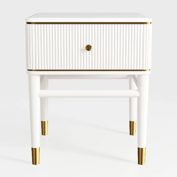 Modern White Gold Accent Fluted Nightstand 3D Model