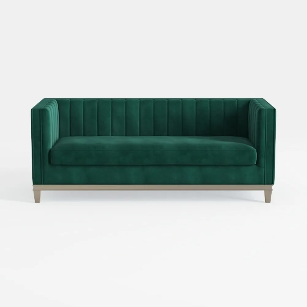 81" Velvet Couch, Mid Century Modern Couch