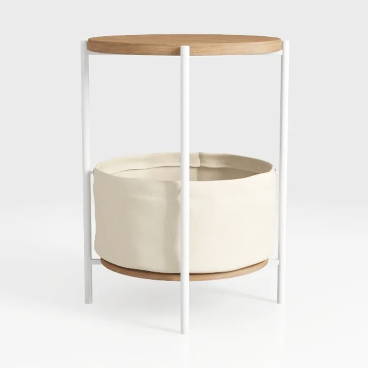 danpinera Round Side Table with Fabric Storage 