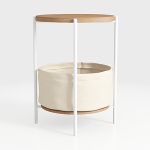 danpinera Round Side Table with Fabric Storage 