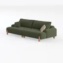 Minimalist Dark Green Fabric Solid Wood Leg Large Sofa 3D Model Left 45 Degree View
