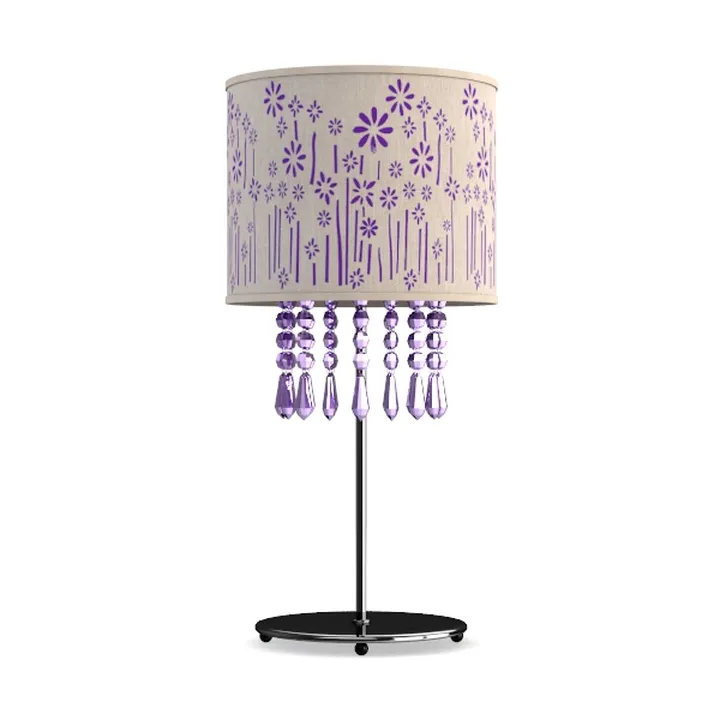 Contemporary Purple Crystal Floral Fabric Table Lamp 3D Model