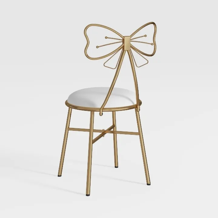 Modern Velvet Vanity Chair, Butterfly Bow Tie