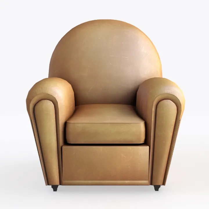Vintage Tan Leather Armchair 3D Model