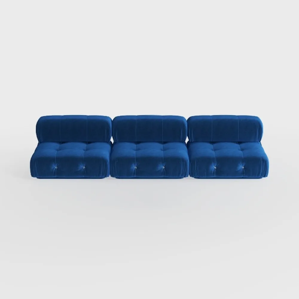 4-Seater Sofa Set with 2 Ottomans, Solid Wood Fram