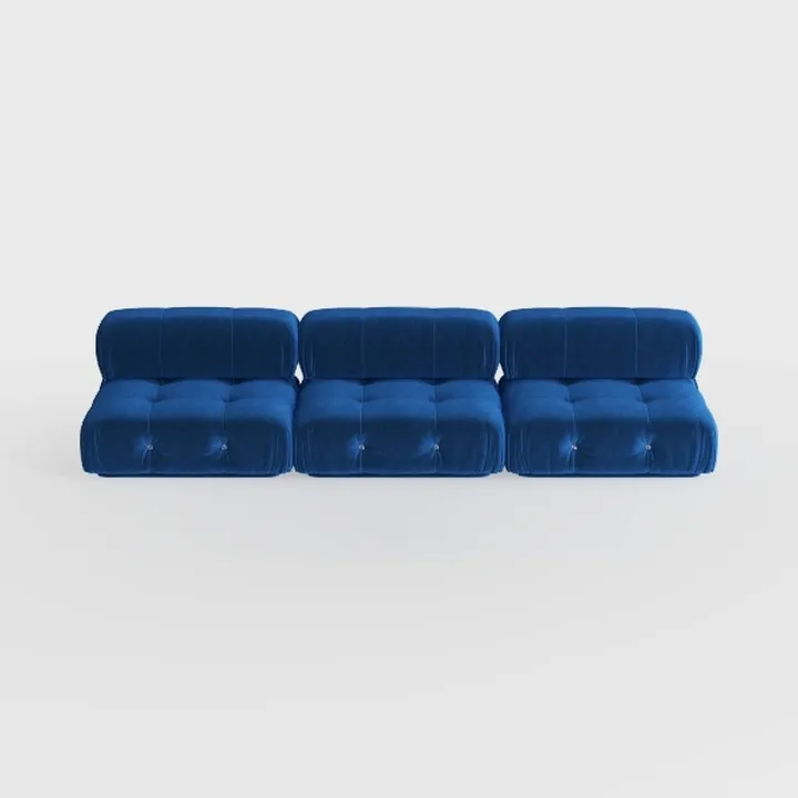 4-Seater Sofa Set with 2 Ottomans, Solid Wood Fram