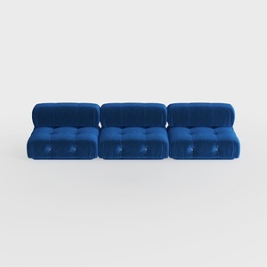 4-Seater Sofa Set with 2 Ottomans, Solid Wood Fram