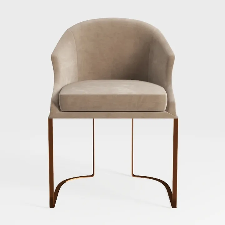 Modern Velvet Upholstered Metal Frame Armchair 3D Model