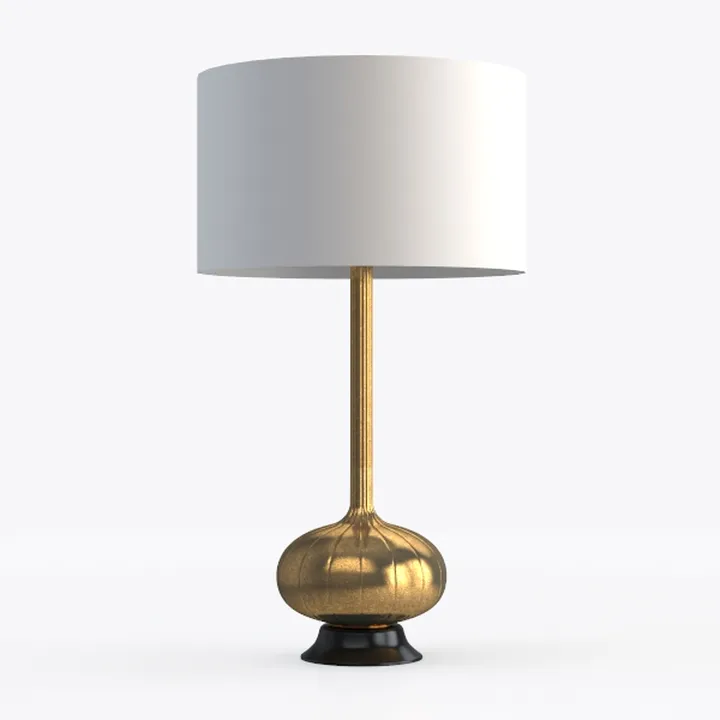 Contemporary Brass Table Lamp with Fabric Shade 3D Model