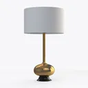 Contemporary Brass Table Lamp with Fabric Shade 3D Model Right 45 Degree View