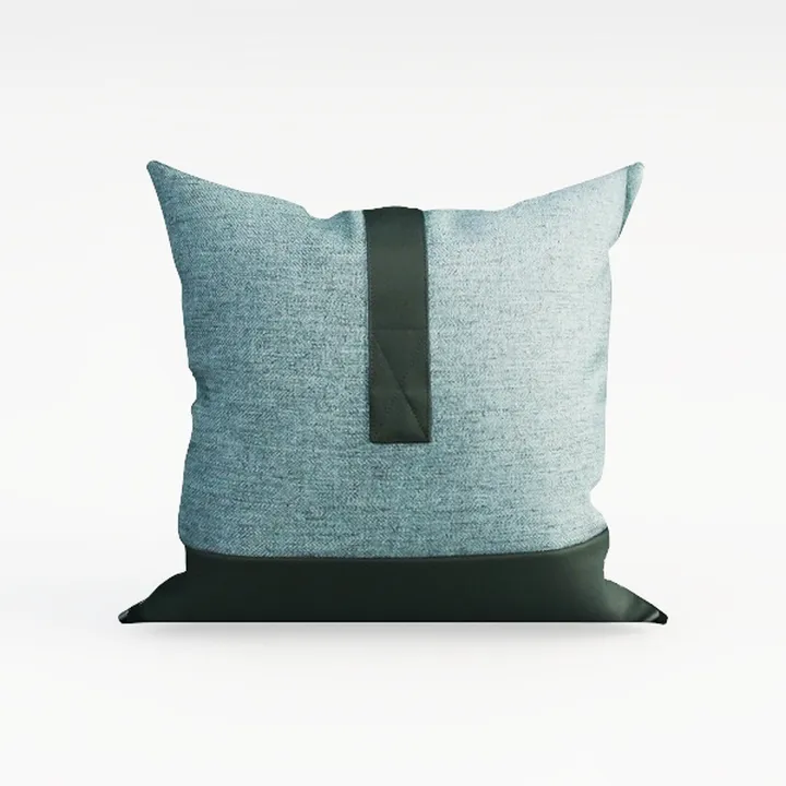 Minimalist Linen Faux Leather Decorative Throw Pillow 3D Model